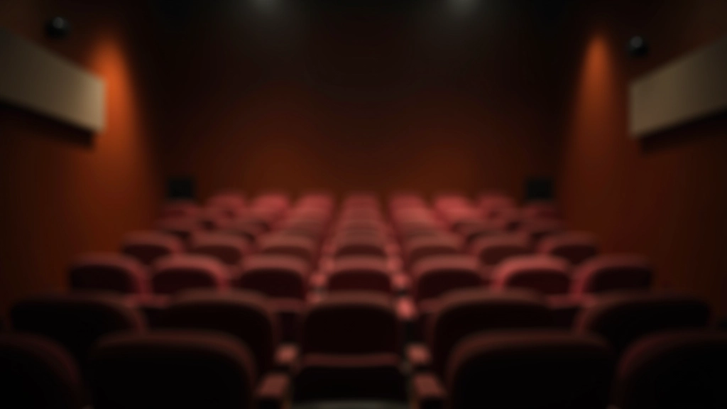 Modern theatre interior with contemporary seating design, minimalist architectural lines, and state-of-the-art lighting fixtures